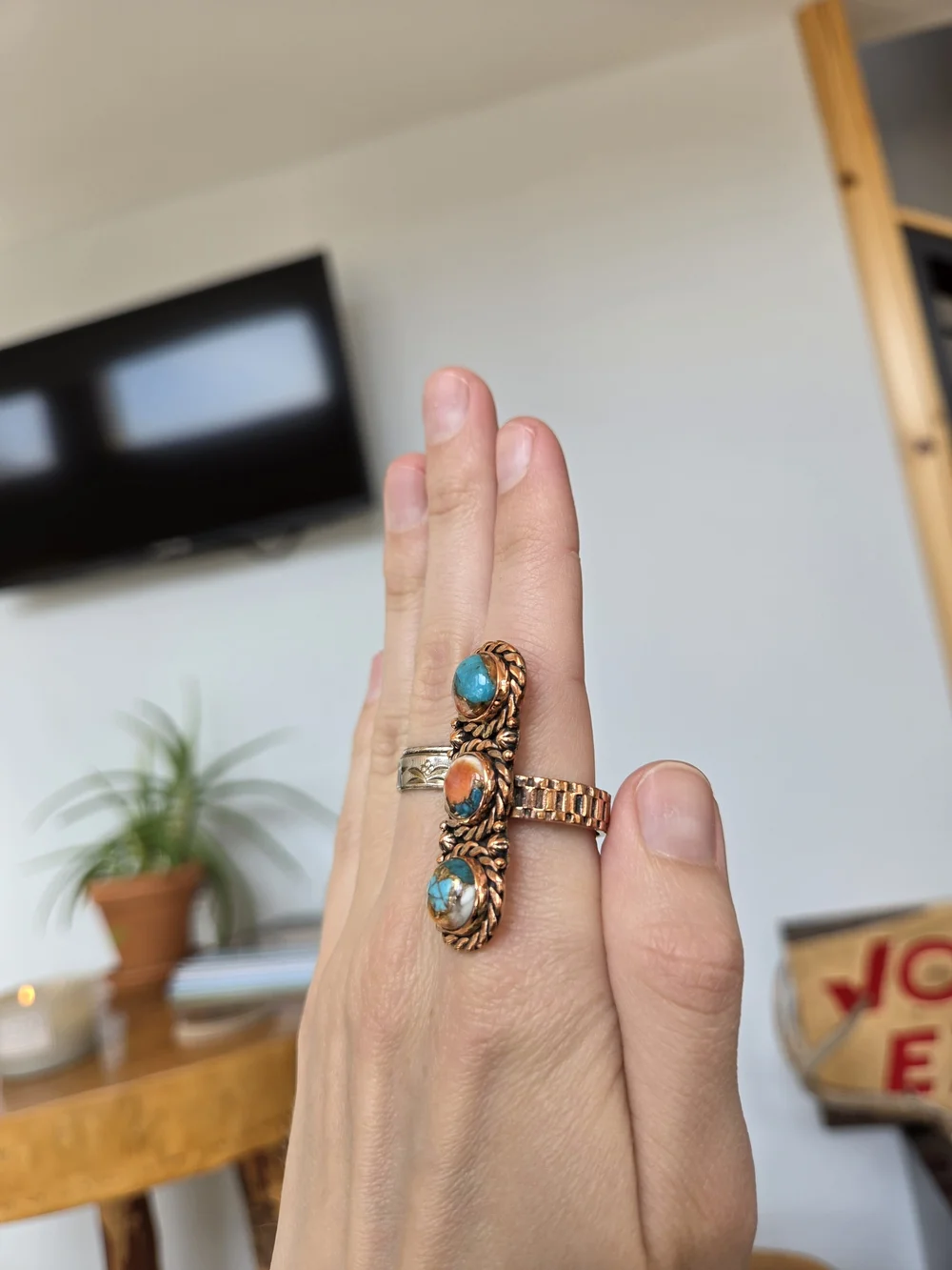 Spiny Oyster Triple Copper Ring 75